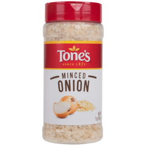 Cook like a pro with Tone's Minced Onion. Made from 100% white onions, domestically grown and dehydrated, it provides fresh flavor without the tears.