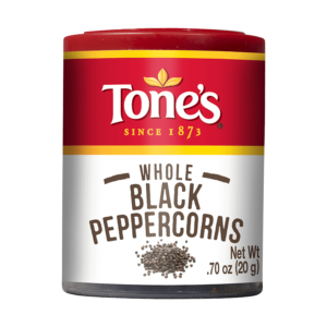 Elevate your cooking with Tone's premium quality whole black peppercorns. They're perfect for all your favorite recipes.