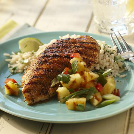 Cajun Chicken with Grilled Pineapple Salsa